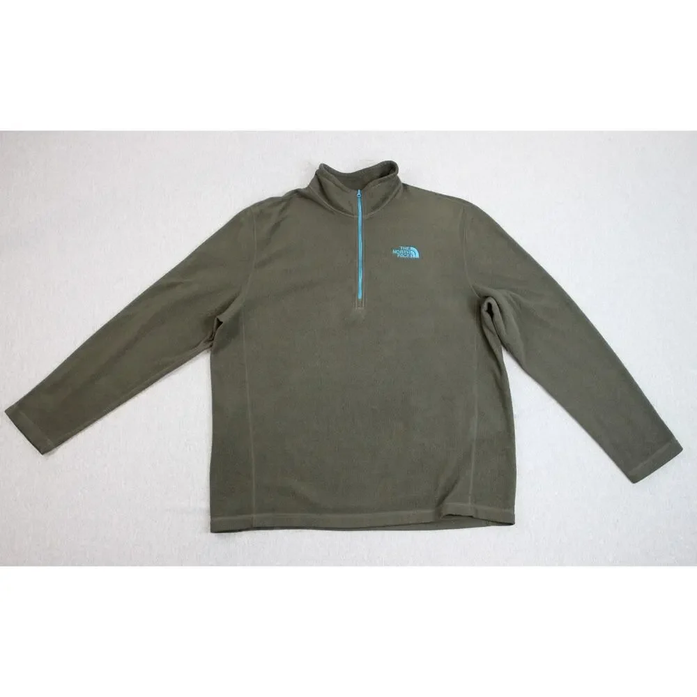 The North Face Sweatshirt Mens XL Green Fleece 1/4 Zip Mock Neck‎ Long Sleeve